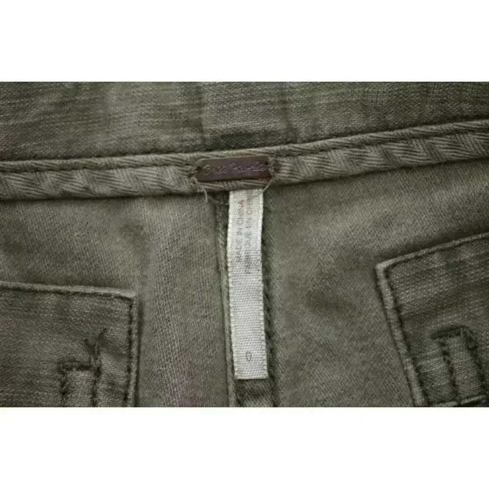 Free People Raw Patched Cutoff Shorts Frayed Hem Military Olive Green Size 0 - Picture 8 of 12